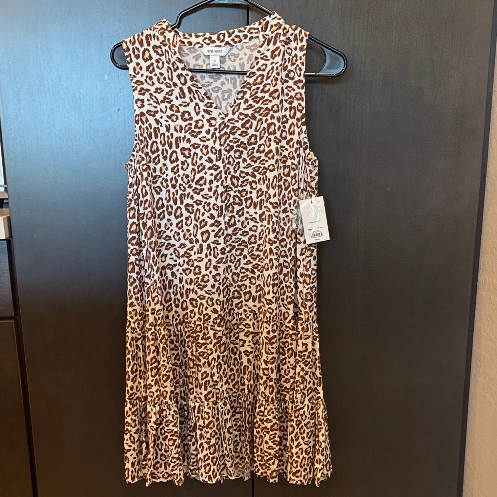 Nine West Brown Leopard Print Midi Dress
NWT